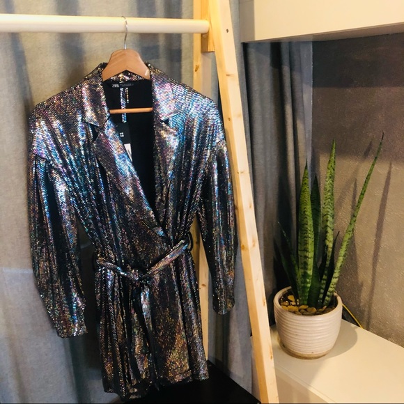 ZARA NWT BELTED SPARKLY JUMPSUIT - Picture 10 of 10